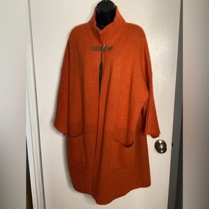 Vintage Deadstock Orange Italy Cardigan with Toggle Closure L